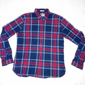 EXPRESS FITTED SHIRT BUTTON UP LONG SLEEVE MEN'S PLAID SIZE LARGE